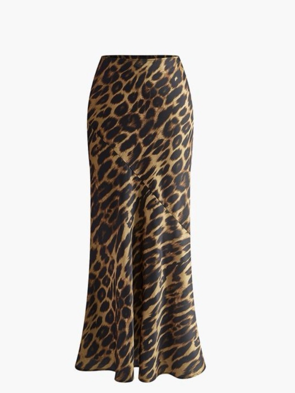 Leopard Print Satin Maxi Skirt - Brown/Black small